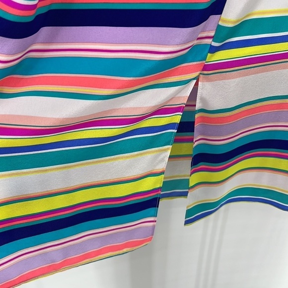 NWT’S Alice and Trixie 100% silk fully lined V-neck Midi neon striped dress SZ M - Picture 9 of 10